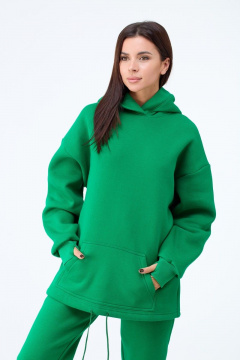 Зеленый спортивный костюм из хлопка с капюшоном и карманами Anelli 976 зеленый - фото 5