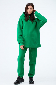 Зеленый спортивный костюм из хлопка с капюшоном и карманами Anelli 976 зеленый - фото 1