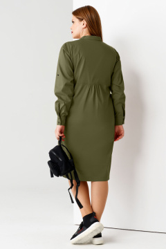 Платье свободное в стиле casual из хлопка с карманами Панда 57580z хаки - фото 2