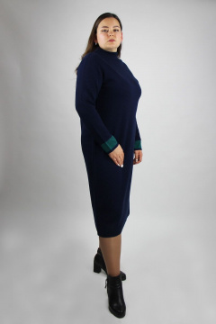 Синее трикотажное платье с разрезом и стойкой Полесье С4556-20 0С2114-Д43 164 морской_синий - фото 3