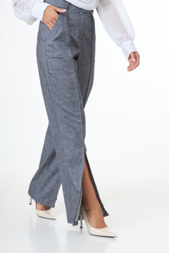 Брюки с высокой посадкой и разрезами в стиле кэжуал Anelli 1101 серый - фото 3