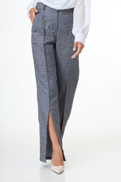 Брюки с высокой посадкой и разрезами в стиле кэжуал Anelli 1101 серый - фото 2