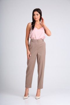 Деловые брючные классические брюки с карманами и стрелками SandyNa 130204 песочно-коричневый - фото 1