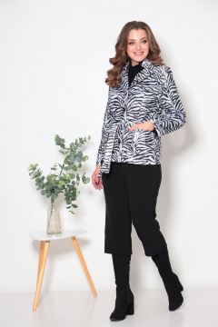 Комфортный демисезонный комплект жакет из меха и кюлоты Fortuna ШЖ 175 зебра - фото 3