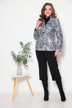 Комфортный демисезонный комплект жакет из меха и кюлоты Fortuna ШЖ 175 зебра - фото 1