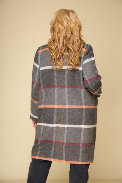 Пальто двубортное прямого силуэта на каждый день БелЭльСтиль 855-1 26 22 клетка+коричневый - фото 5