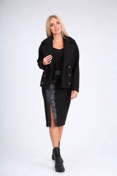 Демисезонная юбка прямого силуэта из искусственного меха и эко-кожи Amberа 178-1 - фото 3