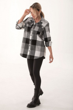 Блузка с накладными карманами и геометричным рисунком Golden Valley 2285 серый - фото 1