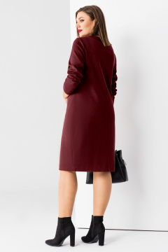 Платье элегантное приталенное из вискозы и трикотажа Панда 13980z бордовый - фото 2