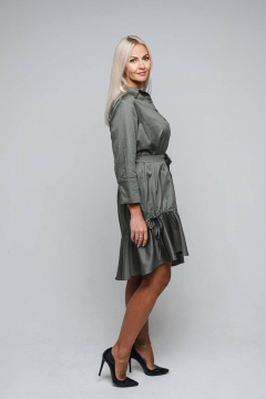 Платье рубашечного кроя из хлопка с асимметричным низом Avila 0865 хаки - фото 4