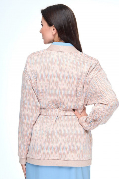 Кардиган с принтом и поясом в стиле спорт-шик Anelli 1140 пудра - фото 5