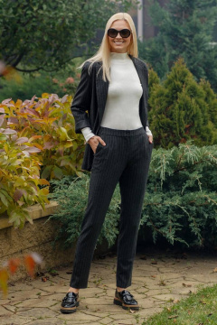 Демисезонные черные брюки и платье-комбинация из текстиля Achosa 1540 черная полоска - фото 1