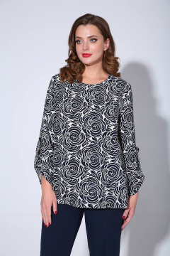 Блуза Liona Style 811Б молочный/синий - фото 3