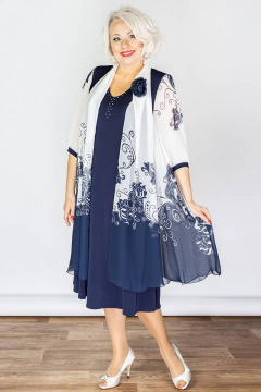 Нарядное платье больших размеров из трикотажа и шифона Camelia 20115 1 - фото 4