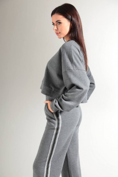 Демисезонный женский костюм из хлопкового футера HIT 3081 темно-серый - фото 5