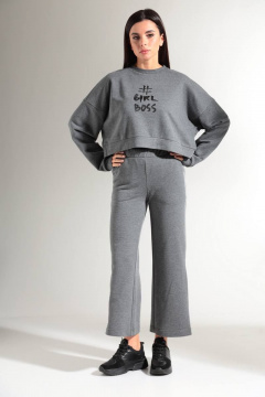 Демисезонный женский костюм из хлопкового футера HIT 3081 темно-серый - фото 3