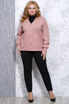 Розовый оверсайз кардиган из трикотажа Медея и К 2116 кораллово-розовый - фото 4