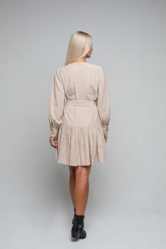 Бежевое демисезонное платье из вискозы с поясом Avila 0872 бежевый - фото 5