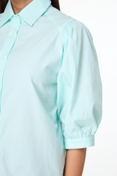 Блуза с объемными рукавами и асимметричным низом из хлопка Anelli 987 мята - фото 4