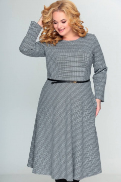 Деловое платье из трикотажа с вытачками и карманами Swallow 412 серебряный_иней - фото 3