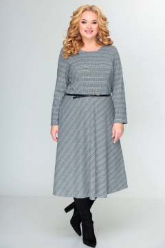 Деловое платье из трикотажа с вытачками и карманами Swallow 412 серебряный_иней - фото 2