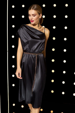 Нарядное платье полуприлегающего силуэта из плательной ткани DILIA 0551 черный - фото 1
