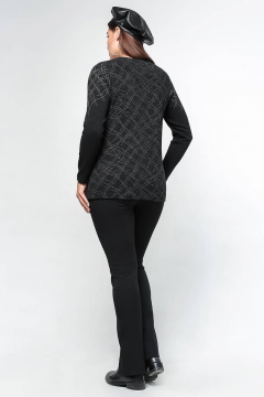 Демисезонный прямой джемпер из трикотажа с круглым вырезом La rouge 3190 черный-(серебро) - фото 4