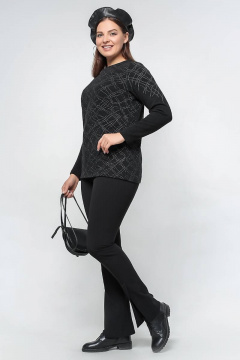 Демисезонный прямой джемпер из трикотажа с круглым вырезом La rouge 3190 черный-(серебро) - фото 3