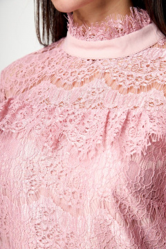Блуза розовая из кружева с воланами и классическими элементами Anelli 933 пепельная_роза - фото 4