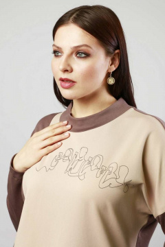 Бежевый комбинированный джемпер из хлопкового полотна Femme & Devur 30478 1.62BF(170) - фото 4