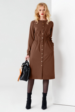 Платье демисезонное прямое из хлопка с резинкой Панда 60680z коричневый - фото 1