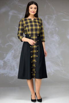 Женское платье с рельефами и декоративной отделкой Angelina & Сo 619 желтая_клетка - фото 3