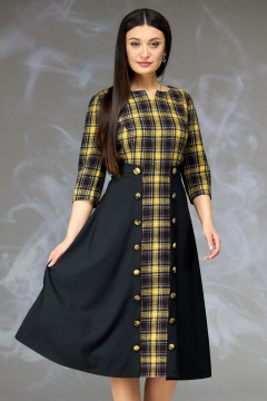 Женское платье с рельефами и декоративной отделкой Angelina & Сo 619 желтая_клетка - фото 1