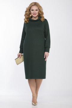 Платье прямого силуэта из трикотажной косички с воротником хомут Matini 3.1558/1 зелень - фото 3