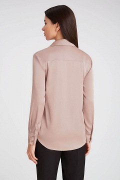 Бежевый свободный блузка из шелка с воротником-стойкой IVARI 416 миндаль - фото 3