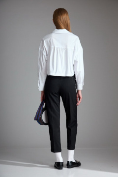 Черные брюки из текстиля с потайной молнией и отворотами Орхидея 1100 - фото 3