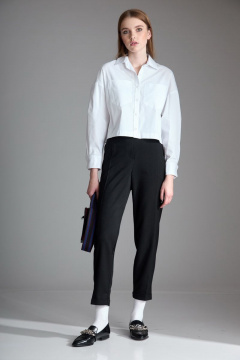 Черные брюки из текстиля с потайной молнией и отворотами Орхидея 1100 - фото 1