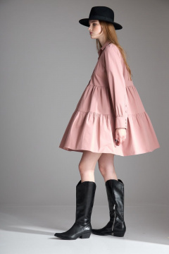 Платье свободного силуэта из хлопка с воланами и застежкой на пуговицах Орхидея 1113 - фото 3