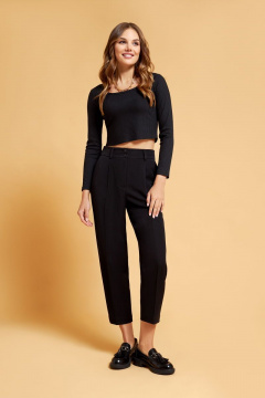 Брюки текстильные дказуальные нарядные черные DAVYDOV 6060 - фото 1