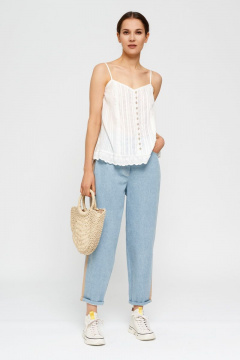 Блуза из хлопка с кружевом, короткая, летняя BURVIN 7853-51 - фото 1