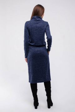 Платье миди из трикотажа с воротником и поясом Madech 205363 темно-синий - фото 4