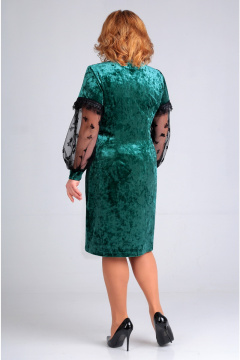 Нарядное платье из бархата с длинным рукавом и вытачками Таир-Гранд 6535 изумруд - фото 2