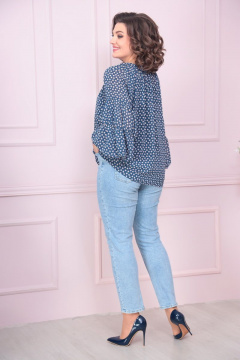 Нарядная блуза из шифона с завязкой и рукавом Solomeya Lux 876 голубой - фото 3