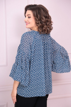 Нарядная блуза из шифона с завязкой и рукавом Solomeya Lux 876 голубой - фото 2