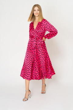 Платье демисезонное из вискозы и текстиля Elema 5К-99701-1-170 фуксия - фото 1