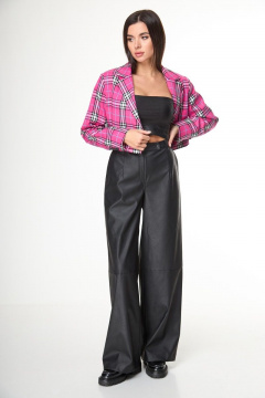 Брюки из экокожи с высокой посадкой и боковыми карманами Anelli 1156 черный - фото 1