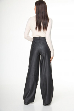 Брюки из экокожи с высокой посадкой и боковыми карманами Anelli 1156 черный - фото 5