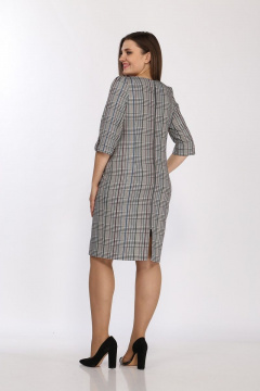 Платье полуприлегающее с накладными карманами и разрезами Lady Style Classic 432/7 клетка_серый - фото 3