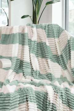 Зеленый флисовый плед 180х200 для домашнего тепла АРТПОСТЕЛЬ 4002 мята - фото 1
