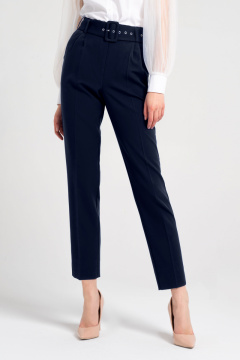 Брюки классические из текстиля с высокой посадкой Панда 11865z синий - фото 2